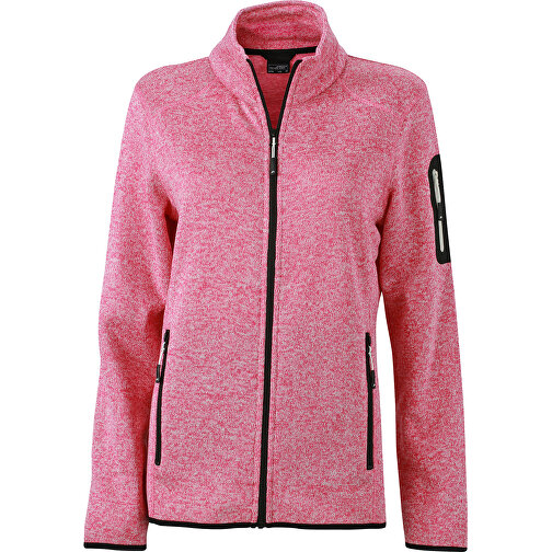 Ladies’ Knitted Fleece Jacket , James Nicholson, pink-melange / offweiss, S, , Bild 1
