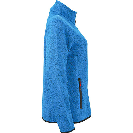 Ladies’ Knitted Fleece Jacket , James Nicholson, royal-melange / rot, L, , Bild 3