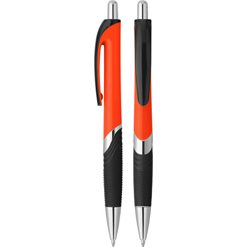 Druckkugelschreiber 'Lambda' , orange, schwarz, ABS, 14,10cm (Länge), Bild 1