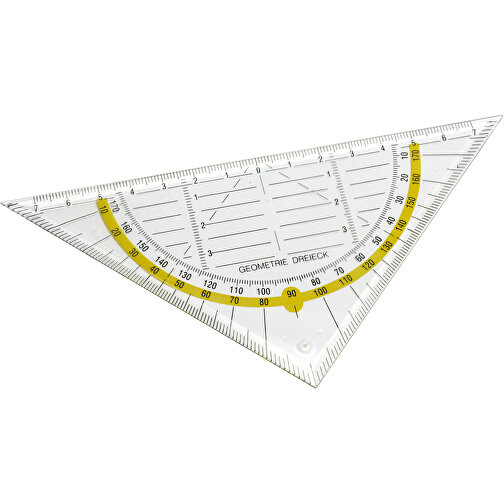 Geo-Dreieck , glasklar, gelb, PS, 16,00cm x 0,20cm x 8,00cm (Länge x Höhe x Breite), Bild 1
