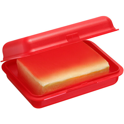 Brotdose/Butterdose , gefrostet rot, PP, 15,30cm x 5,00cm x 10,60cm (Länge x Höhe x Breite), Bild 3