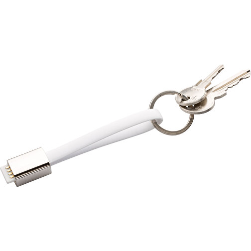 Schlüsselanhänger Micro-USB Kabel Lang , Promo Effects, weiss, Kunststoff, 13,50cm (Länge), Bild 3
