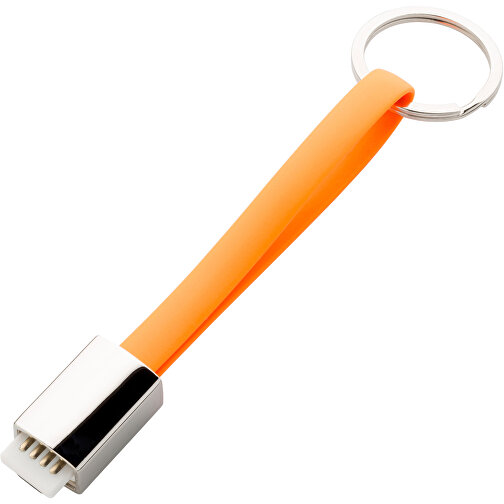 Schlüsselanhänger Micro-USB Kabel Lang , Promo Effects, orange, Kunststoff, 13,50cm (Länge), Bild 1