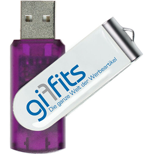 USB-Stick SWING DOMING 16GB , Promo Effects MB , violett transparent MB , 16 GB , Kunststoff/ Aluminium MB , 3 - 10 MB/s MB , 5,70cm x 1,00cm x 1,90cm (Länge x Höhe x Breite), Bild 1
