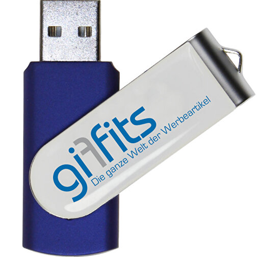 USB-Stick SWING DOMING 4GB , Promo Effects MB , blau metallic MB , 4 GB , Kunststoff/ Aluminium MB , 3 - 10 MB/s MB , 5,70cm x 1,00cm x 1,90cm (Länge x Höhe x Breite), Bild 1