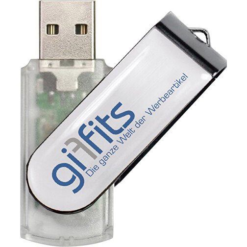 USB-Stick SWING DOMING 16GB , Promo Effects MB , klar transparent MB , 16 GB , Kunststoff/ Aluminium MB , 3 - 10 MB/s MB , 5,70cm x 1,00cm x 1,90cm (Länge x Höhe x Breite), Bild 1