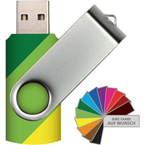 USB-Stick SWING 2.0 2 GB , Promo Effects MB , frei wählbar MB , 2 GB , Kunststoff, Metall MB , 3 - 10 MB/s MB , 5,80cm x 1,09cm x 1,90cm (Länge x Höhe x Breite), Bild 1