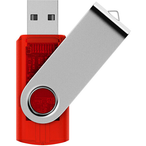 USB-Stick SWING 2.0 4 GB , Promo Effects MB , rot transparent MB , 4 GB , Kunststoff, Metall MB , 3 - 10 MB/s MB , 5,80cm x 1,09cm x 1,90cm (Länge x Höhe x Breite), Bild 1