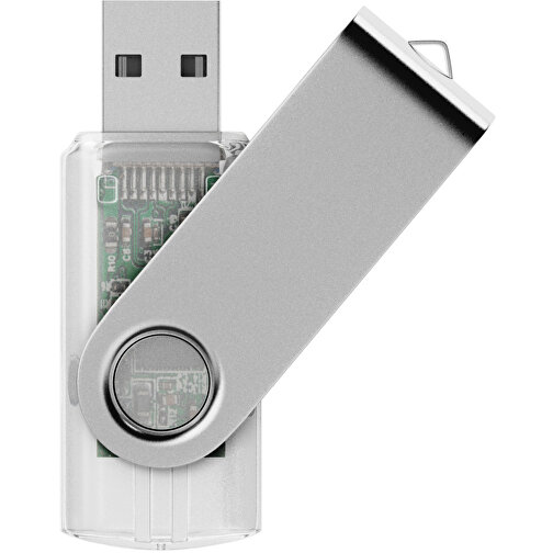USB-Stick SWING 2.0 1 GB , Promo Effects MB , klar transparent MB , 1 GB , Kunststoff, Metall MB , 3 - 10 MB/s MB , 5,80cm x 1,09cm x 1,90cm (Länge x Höhe x Breite), Bild 1