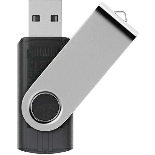 USB-Stick SWING 2.0 16 GB , Promo Effects MB , schwarz transparent MB , 16 GB , Kunststoff, Metall MB , 3 - 10 MB/s MB , 5,80cm x 1,09cm x 1,90cm (Länge x Höhe x Breite), Bild 1
