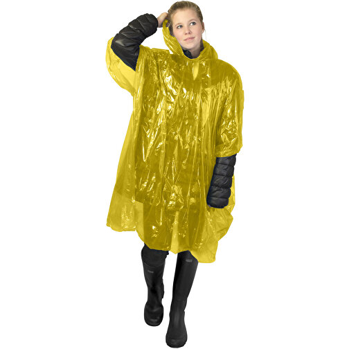 Ziva Einweg Regenponcho Mit Hülle , gelb, PE Kunststoff, 10,00cm x 15,00cm x 0,50cm (Länge x Höhe x Breite), Bild 5