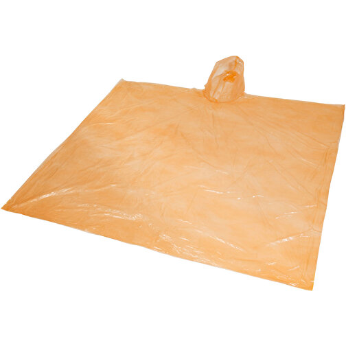 Ziva Einweg Regenponcho Mit Hülle , orange, PE Kunststoff, 15,80cm x 1,00cm x 10,70cm (Länge x Höhe x Breite), Bild 1