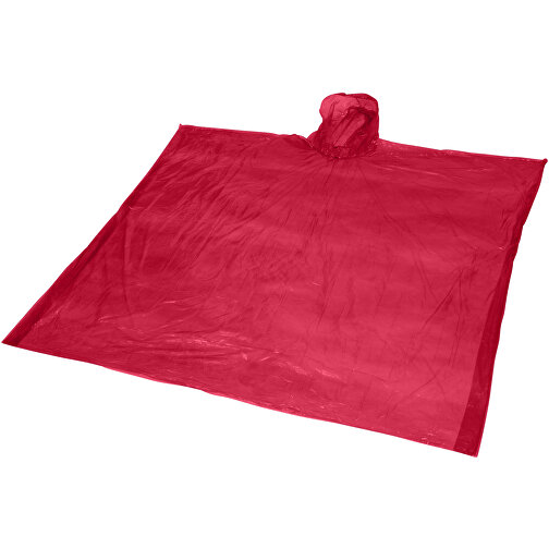 Ziva Einweg Regenponcho Mit Hülle , rot, PE Kunststoff, 15,80cm x 1,00cm x 10,70cm (Länge x Höhe x Breite), Bild 1
