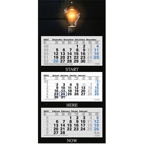 Faltbare Wand-Termin-Kalender, 3-Monatsplaner 'Ocean' , grau, Papier, 70,00cm x 33,00cm (Höhe x Breite), Bild 1