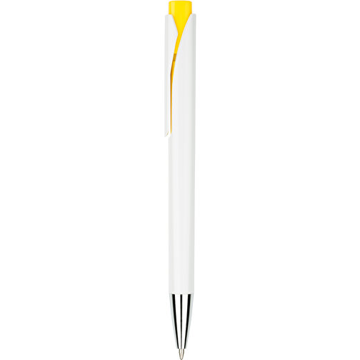 Kugelschreiber Liverpool Weiß , Promo Effects, weiß/gelb, Kunststoff, 14,10cm x 1,00cm x 1,20cm (Länge x Höhe x Breite), Bild 1