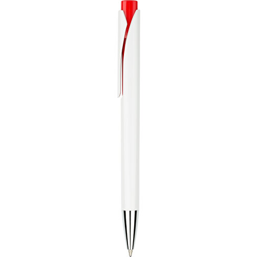 Kugelschreiber Liverpool Weiß , Promo Effects, weiß/rot, Kunststoff, 14,10cm x 1,00cm x 1,20cm (Länge x Höhe x Breite), Bild 1