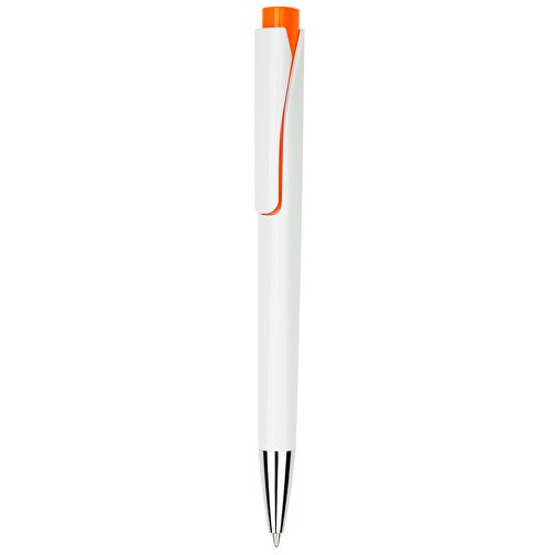 Kugelschreiber Liverpool Weiss , Promo Effects, weiss/orange, Kunststoff, 14,10cm x 1,00cm x 1,20cm (Länge x Höhe x Breite), Bild 2