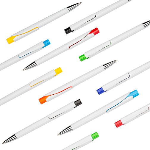 Kugelschreiber Liverpool Weiß , Promo Effects, weiß/orange, Kunststoff, 14,10cm x 1,00cm x 1,20cm (Länge x Höhe x Breite), Bild 4