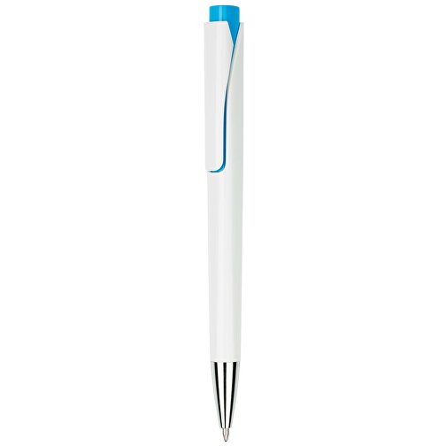 Kugelschreiber Liverpool Weiss , Promo Effects, weiss/hellblau, Kunststoff, 14,10cm x 1,00cm x 1,20cm (Länge x Höhe x Breite), Bild 2