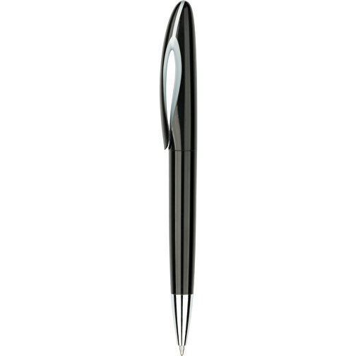 Kugelschreiber Tokio Bunt Silber , Promo Effects, schwarz/silber, Kunststoff, 14,50cm x 1,50cm (Länge x Breite), Bild 1