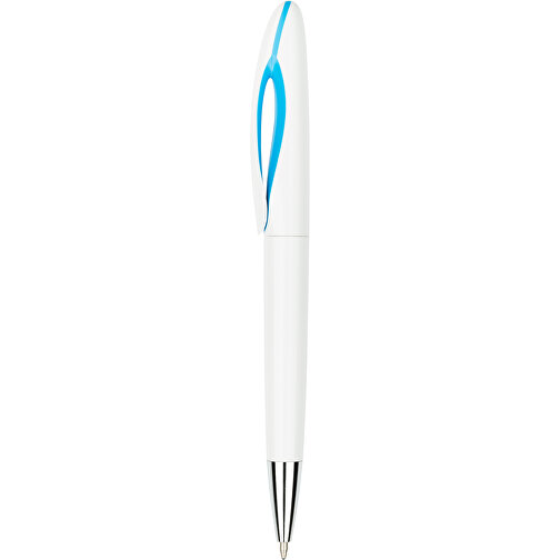 Kugelschreiber Tokio Weiß , Promo Effects, weiß/hellblau, Kunststoff, 14,50cm x 1,50cm (Länge x Breite), Bild 1