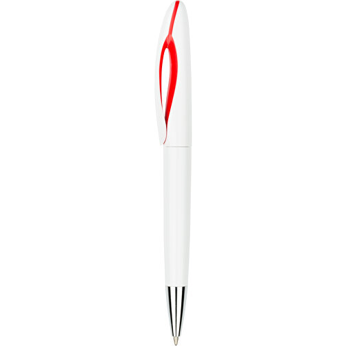 Kugelschreiber Tokio Weiß , Promo Effects, weiß/rot, Kunststoff, 14,50cm x 1,50cm (Länge x Breite), Bild 1