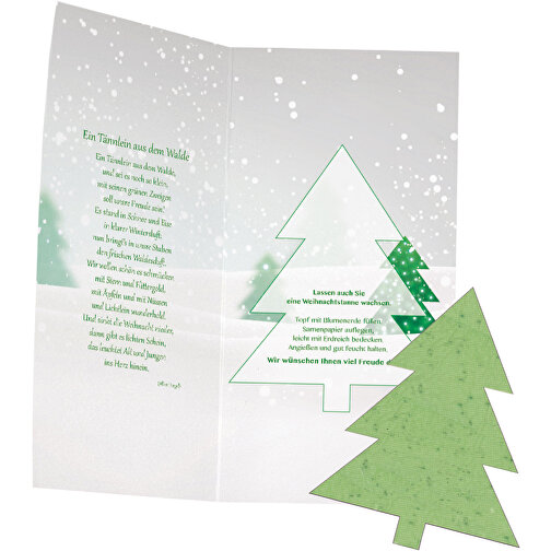 Weihnachtskarte Christbaum , grün, Papier, Samen, Seidenpapier, 10,50cm x 21,00cm (Länge x Breite), Bild 2