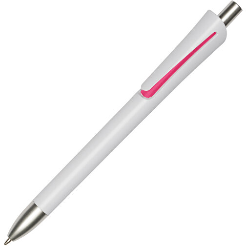 Kugelschreiber OREGON , pink, weiß, Kunststoff, 14,20cm (Länge), Bild 2