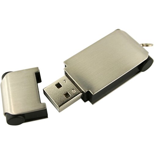 USB-Stick BRUSH 4GB , Promo Effects MB , silber / schwarz MB , 4 GB , Kunststoff/Metall MB , 3 - 10 MB/s MB , 5,40cm x 2,10cm (Länge x Breite), Bild 2