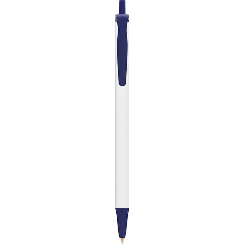 BIC® Clic Stic Kugelschreiber , BiC, weiss/marineblau, Kunststoff, 14,00cm x 1,20cm (Länge x Breite), Bild 1