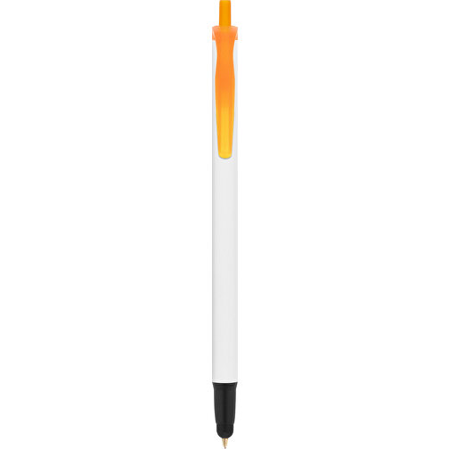 BIC® Clic Stic Stylus Kugelschreiber , BiC, weiss/gefr. orange/schwarz, Kunststoff, 14,00cm x 1,20cm (Länge x Breite), Bild 1