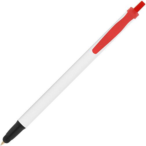 BIC® Clic Stic Stylus Kugelschreiber , BiC, weiss/gefr. rot/schwarz, Kunststoff, 14,00cm x 1,20cm (Länge x Breite), Bild 2