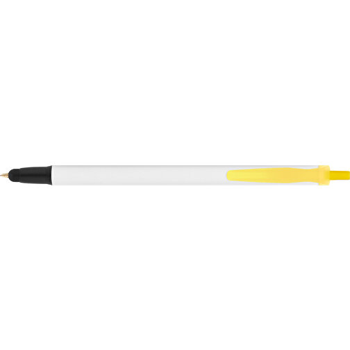 BIC® Clic Stic Stylus Kugelschreiber , BiC, weiß/gefr. gelb/schwarz, Kunststoff, 14,00cm x 1,20cm (Länge x Breite), Bild 3