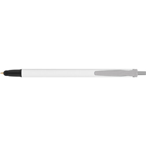 BIC® Clic Stic Stylus Kugelschreiber , BiC, weiß/metallgrau/schwarz, Kunststoff, 14,00cm x 1,20cm (Länge x Breite), Bild 3