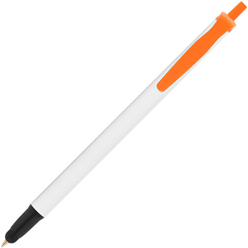 BIC® Clic Stic Stylus Kugelschreiber , BiC, weiss/orange/schwarz, Kunststoff, 14,00cm x 1,20cm (Länge x Breite), Bild 2