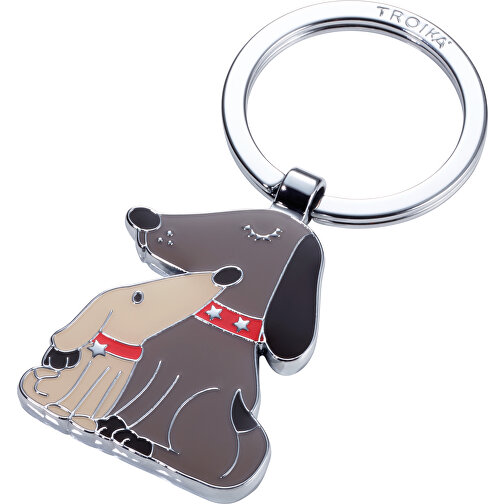 TROIKA Schlüsselanhänger DOG & DOGGY , Troika, beige, braun, Emaille, Metallguss, 7,60cm x 0,40cm x 3,50cm (Länge x Höhe x Breite), Bild 1