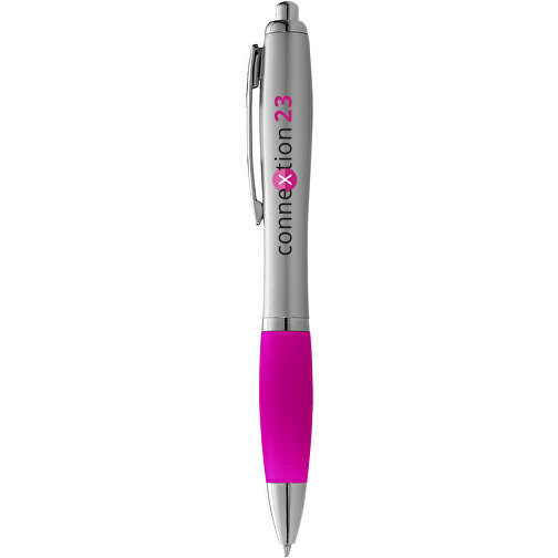 Nash Kugelschreiber Silbern Mit Farbigem Griff , silber / rosa, ABS Kunststoff, 14,00cm (Länge), Bild 5