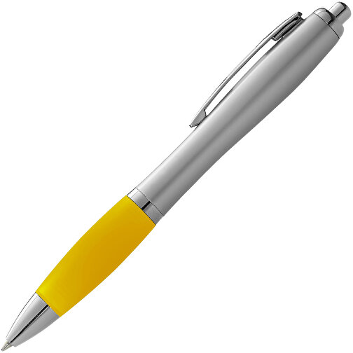 Nash Kugelschreiber Silbern Mit Farbigem Griff , silber / gelb, ABS Kunststoff, 14,00cm (Länge), Bild 3