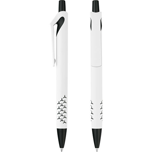 Druckkugelschreiber 'Omikron' , weiss, schwarz, ABS, 14,10cm (Länge), Bild 1