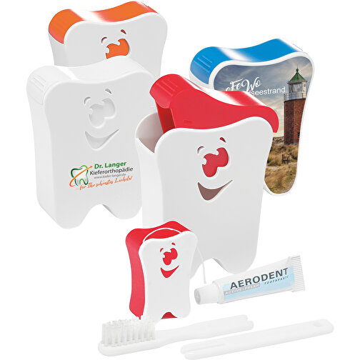 Reise-Zahnpflege-Set 'Gesicht' , weiß, blau, ABS+PP, 6,80cm x 8,90cm x 2,80cm (Länge x Höhe x Breite), Bild 2