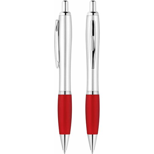EXPRESSDRUCK Druckkugelschreiber 'Beta' , silber, rot, ABS, 14,10cm (Länge), Bild 1
