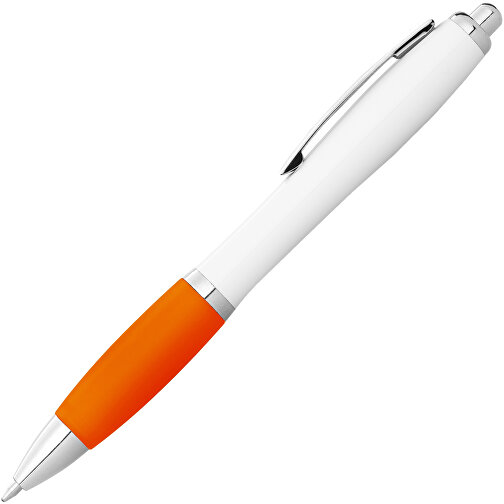 Nash Kugelschreiber Weiß Mit Farbigem Griff , weiß / orange, ABS Kunststoff, 14,00cm (Höhe), Bild 3