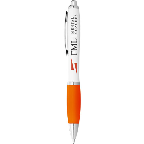 Nash Kugelschreiber Weiss Mit Farbigem Griff , weiss / orange, ABS Kunststoff, 14,00cm (Höhe), Bild 5