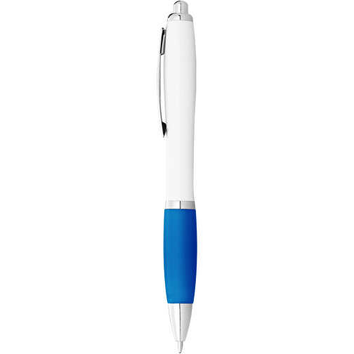 Nash Kugelschreiber Weiß Mit Farbigem Griff , weiß / aquablau, ABS Kunststoff, 14,00cm (Höhe), Bild 2
