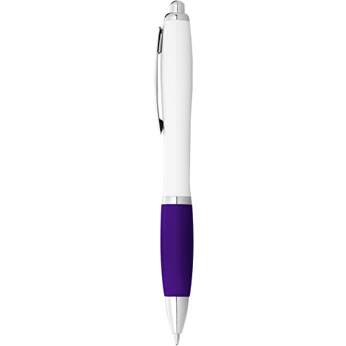Nash Kugelschreiber Weiß Mit Farbigem Griff , weiß / lila, ABS Kunststoff, 14,00cm (Höhe), Bild 2