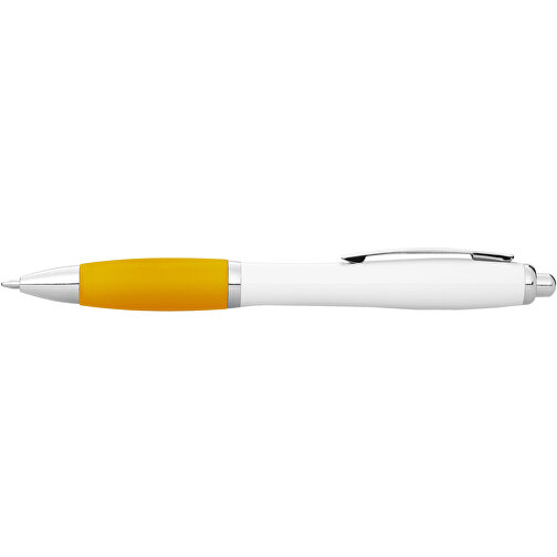 Nash Kugelschreiber Weiß Mit Farbigem Griff , weiß / gelb, ABS Kunststoff, 14,00cm (Länge), Bild 4