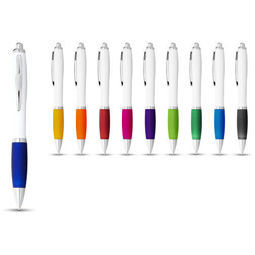 Nash Kugelschreiber Weiß Mit Farbigem Griff , weiß / gelb, ABS Kunststoff, 14,00cm (Länge), Bild 6