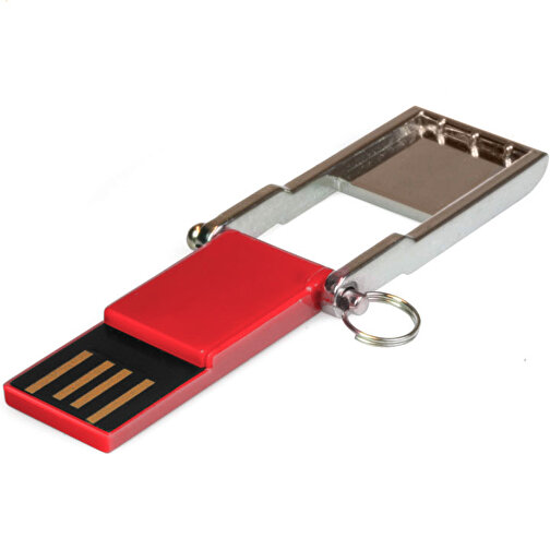 USB-Stick TINY 32GB , Promo Effects MB , silber / rot MB , 32 GB , Zinklegierung MB , 3 - 10 MB/s MB , 3,00cm x 0,40cm x 1,60cm (Länge x Höhe x Breite), Bild 3