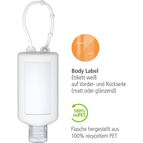 Duschgel Ingwer-Limette, 50 Ml Bumper Frost, Body Label (R-PET) , weiß, Kunststoff (100% recycelt), Folie, Silikon, 2,20cm x 12,00cm x 4,70cm (Länge x Höhe x Breite), Bild 3