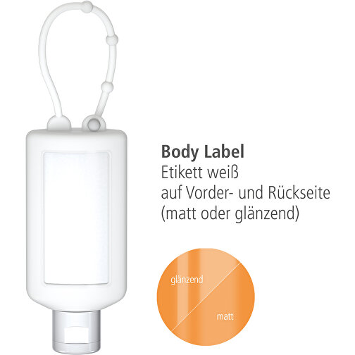Sonnenmilch LSF 30, 50 Ml Bumper Frost, Body Label (R-PET) , weiß, Kunststoff (100% recycelt), Folie, Silikon, 2,20cm x 12,00cm x 4,70cm (Länge x Höhe x Breite), Bild 3